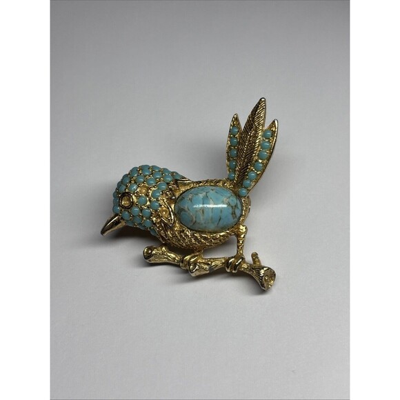 SPHINX BlueBird Brooch Jelly Belly Blue Bird On a Branch Pin READ DESCRIPTION - Picture 1 of 7